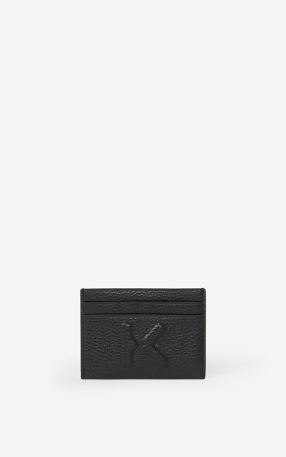 Kenzo Women Kenzo Imprint Grained Leather Cardholder Black